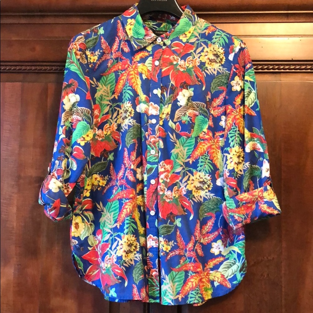 Talbots Floral Print Button Down Shirt